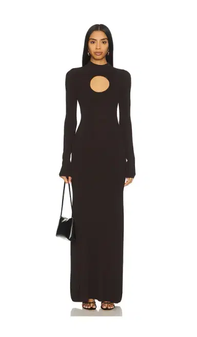 NICHOLAS Diantha Long Sleeve Midi Dress With Circle Cutout | Thumbnail 1 NICHOLAS Diantha Long Sleeve Midi Dress With Circle Cutout | Thumbnail 1