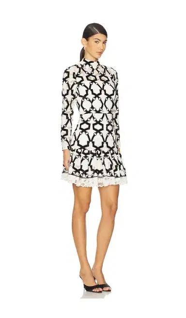 MILLY Willa Velvet Flock Lace Mock Neck Dress | Thumbnail 2 MILLY Willa Velvet Flock Lace Mock Neck Dress | Thumbnail 2