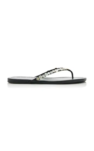 Staud Freja Embellished Leather Thong Sandals | Thumbnail 1 Staud Freja Embellished Leather Thong Sandals | Thumbnail 1