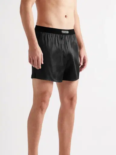 Tom Ford Velvet-Trimmed Stretch-Silk Satin Boxer Shorts - Men | Thumbnail 2 Tom Ford Velvet-Trimmed Stretch-Silk Satin Boxer Shorts - Men | Thumbnail 2