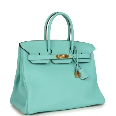 HERMÈS Pre-owned Hermes Birkin 35 Bleu Atoll Togo Gold Hardware | Thumbnail 2 HERMÈS Pre-owned Hermes Birkin 35 Bleu Atoll Togo Gold Hardware | Thumbnail 2