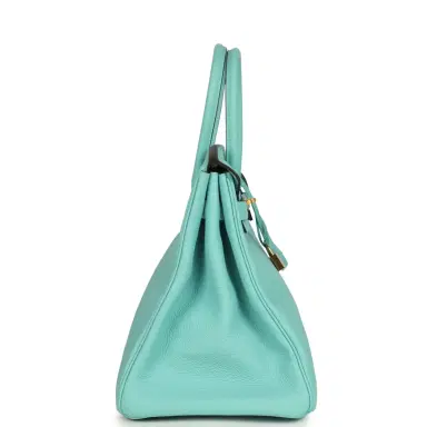 HERMÈS Pre-owned Hermes Birkin 35 Bleu Atoll Togo Gold Hardware | Thumbnail 3 HERMÈS Pre-owned Hermes Birkin 35 Bleu Atoll Togo Gold Hardware | Thumbnail 3