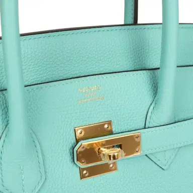 HERMÈS Pre-owned Hermes Birkin 35 Bleu Atoll Togo Gold Hardware | Thumbnail 7 HERMÈS Pre-owned Hermes Birkin 35 Bleu Atoll Togo Gold Hardware | Thumbnail 7