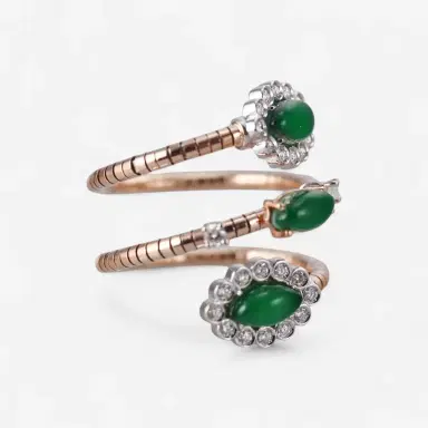 Tavanti Tavanti 18K Rose & White Gold Diamond, Green Aventurine & Rock Crystal Ring Sz. 7.5 by The Solist | Thumbnail 2 Tavanti Tavanti 18K Rose & White Gold Diamond, Green Aventurine & Rock Crystal Ring Sz. 7.5 by The Solist | Thumbnail 2