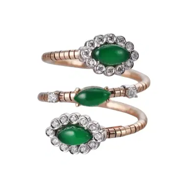Tavanti Tavanti 18K Rose & White Gold Diamond, Green Aventurine & Rock Crystal Ring Sz. 7.5 by The Solist | Thumbnail 1 Tavanti Tavanti 18K Rose & White Gold Diamond, Green Aventurine & Rock Crystal Ring Sz. 7.5 by The Solist | Thumbnail 1