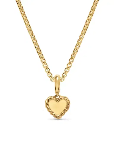 David Yurman Women's Petite DY Elements Heart Plate Pendant in 18K Yellow Gold with Pink Sapphires, 8.2MM - Pink Sapphire | Thumbnail 4 David Yurman Women's Petite DY Elements Heart Plate Pendant in 18K Yellow Gold with Pink Sapphires, 8.2MM - Pink Sapphire | Thumbnail 4