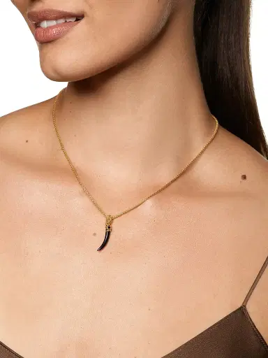 David Yurman Women's Petite Tusk Amulet in 18K Yellow Gold - Black Onyx | Thumbnail 2 David Yurman Women's Petite Tusk Amulet in 18K Yellow Gold - Black Onyx | Thumbnail 2