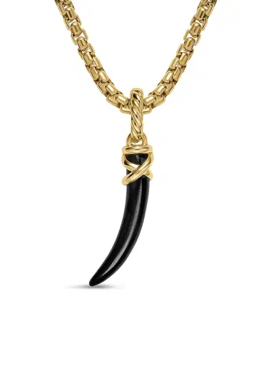David Yurman Women's Petite Tusk Amulet in 18K Yellow Gold - Black Onyx | Thumbnail 1 David Yurman Women's Petite Tusk Amulet in 18K Yellow Gold - Black Onyx | Thumbnail 1
