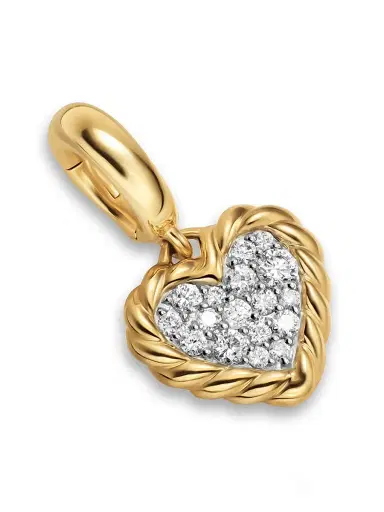 David Yurman Women's Petite Elements Heart Plate Pendant in 18K Yellow Gold with Diamonds 8.2MM - Diamond | Thumbnail 3 David Yurman Women's Petite Elements Heart Plate Pendant in 18K Yellow Gold with Diamonds 8.2MM - Diamond | Thumbnail 3