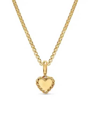 David Yurman Women's Petite Elements Heart Plate Pendant in 18K Yellow Gold with Diamonds 8.2MM - Diamond | Thumbnail 4 David Yurman Women's Petite Elements Heart Plate Pendant in 18K Yellow Gold with Diamonds 8.2MM - Diamond | Thumbnail 4
