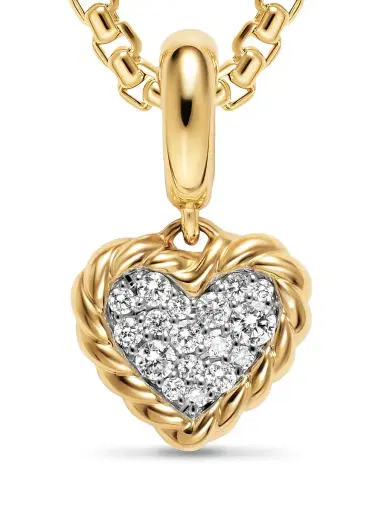 David Yurman Women's Petite Elements Heart Plate Pendant in 18K Yellow Gold with Diamonds 8.2MM - Diamond | Thumbnail 5 David Yurman Women's Petite Elements Heart Plate Pendant in 18K Yellow Gold with Diamonds 8.2MM - Diamond | Thumbnail 5