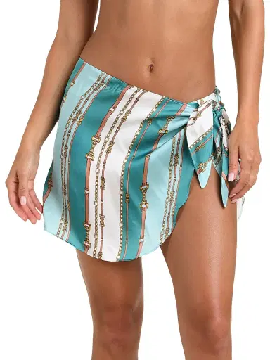 L'AGENCE Women's Marceline Belt-Print Satin Pareo | Thumbnail 3 L'AGENCE Women's Marceline Belt-Print Satin Pareo | Thumbnail 3
