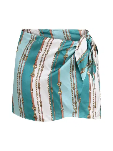 L'AGENCE Women's Marceline Belt-Print Satin Pareo | Thumbnail 1 L'AGENCE Women's Marceline Belt-Print Satin Pareo | Thumbnail 1