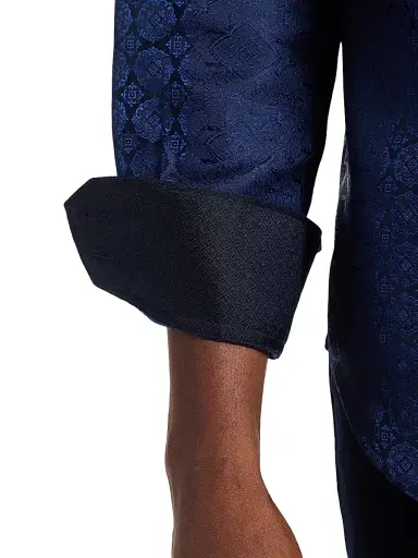Robert Graham Men's Silk-Blend Tile Jacquard Button-Front Shirt - Navy - Size XXL | Thumbnail 5 Robert Graham Men's Silk-Blend Tile Jacquard Button-Front Shirt - Navy - Size XXL | Thumbnail 5