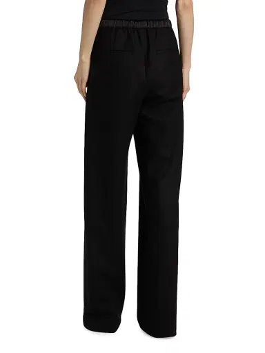 Vince Women's Wool-Blend Satin-Trimmed Wide-Leg Pants - Black | Thumbnail 5 Vince Women's Wool-Blend Satin-Trimmed Wide-Leg Pants - Black | Thumbnail 5
