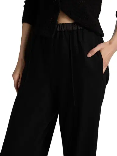 Vince Women's Wool-Blend Satin-Trimmed Wide-Leg Pants - Black | Thumbnail 6 Vince Women's Wool-Blend Satin-Trimmed Wide-Leg Pants - Black | Thumbnail 6