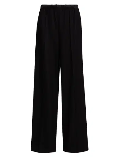 Vince Women's Wool-Blend Satin-Trimmed Wide-Leg Pants - Black | Thumbnail 1 Vince Women's Wool-Blend Satin-Trimmed Wide-Leg Pants - Black | Thumbnail 1