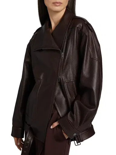Vince Women's Oversized Leather Biker Jacket | Thumbnail 6 Vince Women's Oversized Leather Biker Jacket | Thumbnail 6