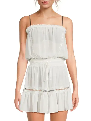 Ramy Brook Women's Natalia Eyelet Strapless Cover-Up Minidress - White | Thumbnail 3 Ramy Brook Women's Natalia Eyelet Strapless Cover-Up Minidress - White | Thumbnail 3