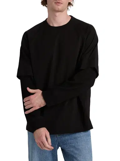 Helmut Lang Men's Double-Layer Waffle T-Shirt | Thumbnail 3 Helmut Lang Men's Double-Layer Waffle T-Shirt | Thumbnail 3