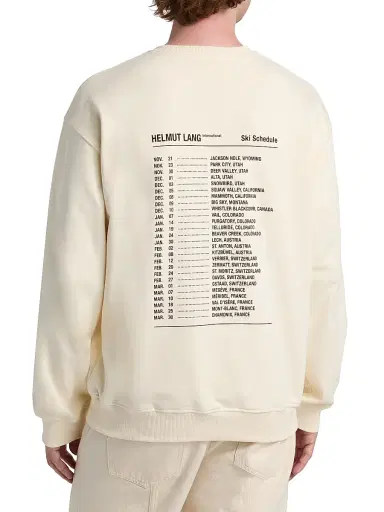 Helmut Lang Men's Ski Schedule Crewneck Sweatshirt - Winter White - Size XL | Thumbnail 5 Helmut Lang Men's Ski Schedule Crewneck Sweatshirt - Winter White - Size XL | Thumbnail 5