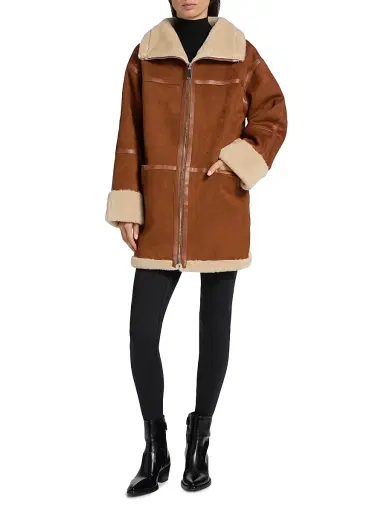Mercer Collective Women's Oversized Reversible Faux Shearling Coat - Cognac | Thumbnail 2 Mercer Collective Women's Oversized Reversible Faux Shearling Coat - Cognac | Thumbnail 2