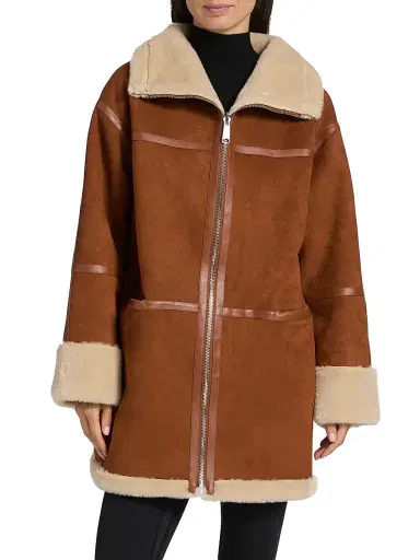 Mercer Collective Women's Oversized Reversible Faux Shearling Coat - Cognac | Thumbnail 3 Mercer Collective Women's Oversized Reversible Faux Shearling Coat - Cognac | Thumbnail 3