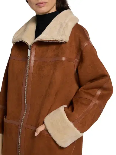 Mercer Collective Women's Oversized Reversible Faux Shearling Coat - Cognac | Thumbnail 7 Mercer Collective Women's Oversized Reversible Faux Shearling Coat - Cognac | Thumbnail 7