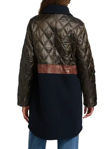 Mercer Collective Women's Mixed-Media Quilted Tie-Waist Jacket - Loden Navy | Thumbnail 5 Mercer Collective Women's Mixed-Media Quilted Tie-Waist Jacket - Loden Navy | Thumbnail 5