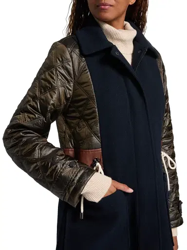 Mercer Collective Women's Mixed-Media Quilted Tie-Waist Jacket - Loden Navy | Thumbnail 6 Mercer Collective Women's Mixed-Media Quilted Tie-Waist Jacket - Loden Navy | Thumbnail 6
