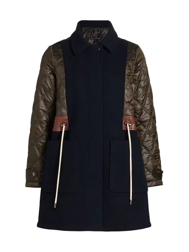 Mercer Collective Women's Mixed-Media Quilted Tie-Waist Jacket - Loden Navy | Thumbnail 1 Mercer Collective Women's Mixed-Media Quilted Tie-Waist Jacket - Loden Navy | Thumbnail 1