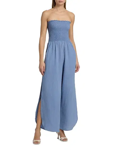 Peixoto Women's Harriet Strapless Jumpsuit - Riverside Blue Iris | Thumbnail 3 Peixoto Women's Harriet Strapless Jumpsuit - Riverside Blue Iris | Thumbnail 3