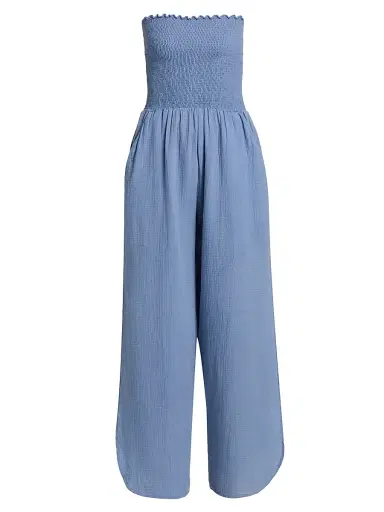 Peixoto Women's Harriet Strapless Jumpsuit - Riverside Blue Iris | Thumbnail 1 Peixoto Women's Harriet Strapless Jumpsuit - Riverside Blue Iris | Thumbnail 1