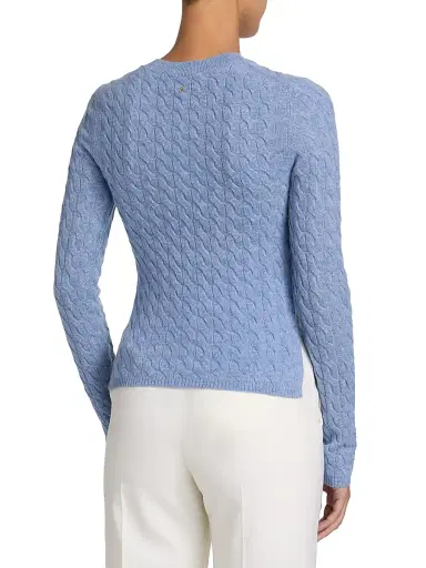 Altuzarra Women's Milla Cashmere Cable-Knit Crewneck Sweater - Light Blue - Size XS | Thumbnail 5 Altuzarra Women's Milla Cashmere Cable-Knit Crewneck Sweater - Light Blue - Size XS | Thumbnail 5