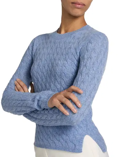 Altuzarra Women's Milla Cashmere Cable-Knit Crewneck Sweater - Light Blue - Size XS | Thumbnail 6 Altuzarra Women's Milla Cashmere Cable-Knit Crewneck Sweater - Light Blue - Size XS | Thumbnail 6