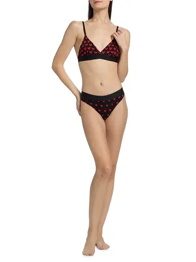MOSCHINO Women's Intimo Donna M Hearts Triangle Bra - Multi Black - Size XL | Thumbnail 2 MOSCHINO Women's Intimo Donna M Hearts Triangle Bra - Multi Black - Size XL | Thumbnail 2