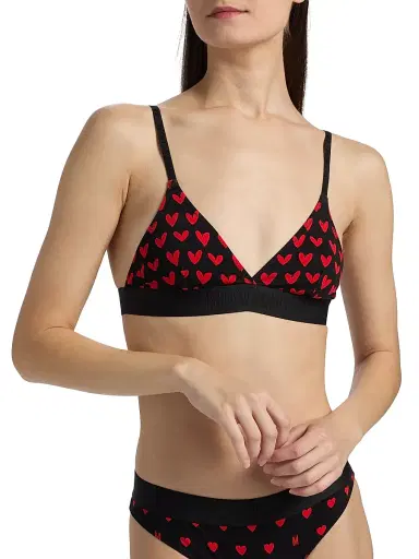 MOSCHINO Women's Intimo Donna M Hearts Triangle Bra - Multi Black - Size XL | Thumbnail 5 MOSCHINO Women's Intimo Donna M Hearts Triangle Bra - Multi Black - Size XL | Thumbnail 5