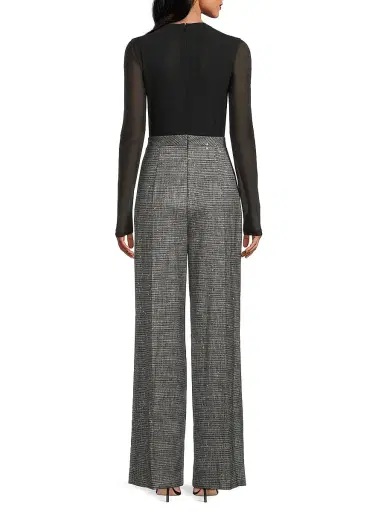 Black Halo Women's Dante Mixed Media Jumpsuit - Metallic Plaid | Thumbnail 5 Black Halo Women's Dante Mixed Media Jumpsuit - Metallic Plaid | Thumbnail 5