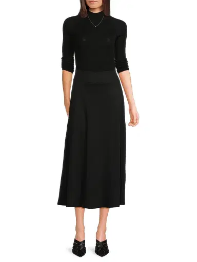 Majestic Filatures Women's Merino Wool-Silk Knit Long-Sleeve Sweater - Noir | Thumbnail 2 Majestic Filatures Women's Merino Wool-Silk Knit Long-Sleeve Sweater - Noir | Thumbnail 2