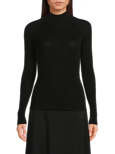 Majestic Filatures Women's Merino Wool-Silk Knit Long-Sleeve Sweater - Noir | Thumbnail 3 Majestic Filatures Women's Merino Wool-Silk Knit Long-Sleeve Sweater - Noir | Thumbnail 3