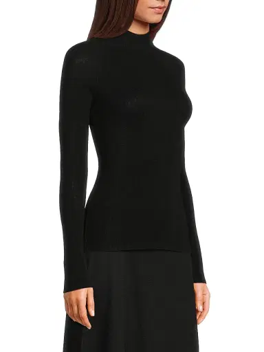 Majestic Filatures Women's Merino Wool-Silk Knit Long-Sleeve Sweater - Noir | Thumbnail 4 Majestic Filatures Women's Merino Wool-Silk Knit Long-Sleeve Sweater - Noir | Thumbnail 4