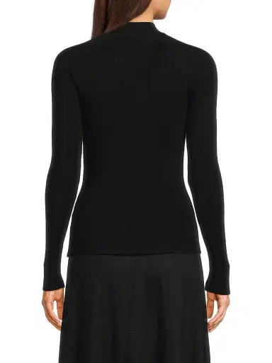 Majestic Filatures Women's Merino Wool-Silk Knit Long-Sleeve Sweater - Noir | Thumbnail 5 Majestic Filatures Women's Merino Wool-Silk Knit Long-Sleeve Sweater - Noir | Thumbnail 5
