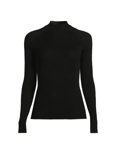 Majestic Filatures Women's Merino Wool-Silk Knit Long-Sleeve Sweater - Noir | Thumbnail 1 Majestic Filatures Women's Merino Wool-Silk Knit Long-Sleeve Sweater - Noir | Thumbnail 1