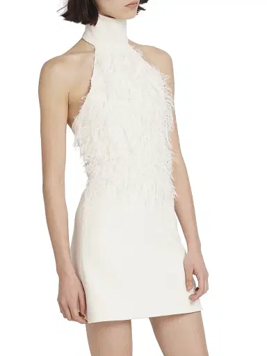 Courreges Women's Feather Mini Halterdress - Natural | Thumbnail 4 Courreges Women's Feather Mini Halterdress - Natural | Thumbnail 4