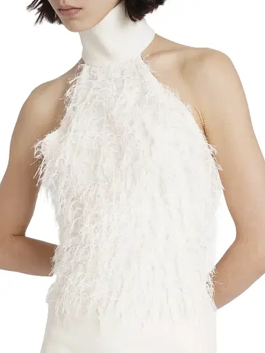 Courreges Women's Feather Mini Halterdress - Natural | Thumbnail 6 Courreges Women's Feather Mini Halterdress - Natural | Thumbnail 6