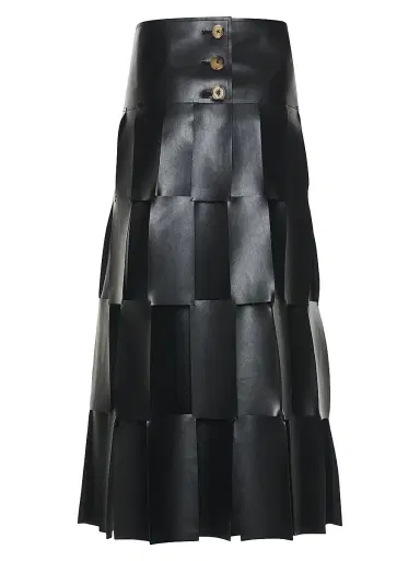 A.W.A.K.E. MODE Women's Multi Rectangle Double-Layered Midi-Skirt - Black | Thumbnail 1 A.W.A.K.E. MODE Women's Multi Rectangle Double-Layered Midi-Skirt - Black | Thumbnail 1