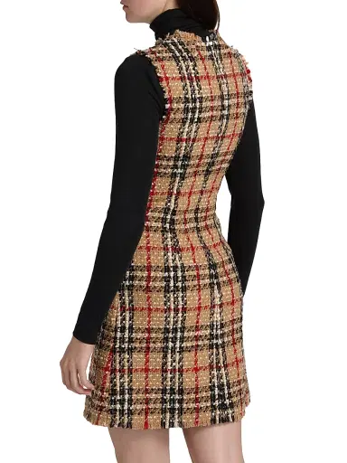 Burberry Women's Abigail Check Wool-Blend Sleeveless Minidress - Sand Ip Check | Thumbnail 5 Burberry Women's Abigail Check Wool-Blend Sleeveless Minidress - Sand Ip Check | Thumbnail 5