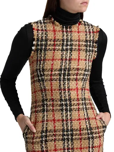Burberry Women's Abigail Check Wool-Blend Sleeveless Minidress - Sand Ip Check | Thumbnail 6 Burberry Women's Abigail Check Wool-Blend Sleeveless Minidress - Sand Ip Check | Thumbnail 6