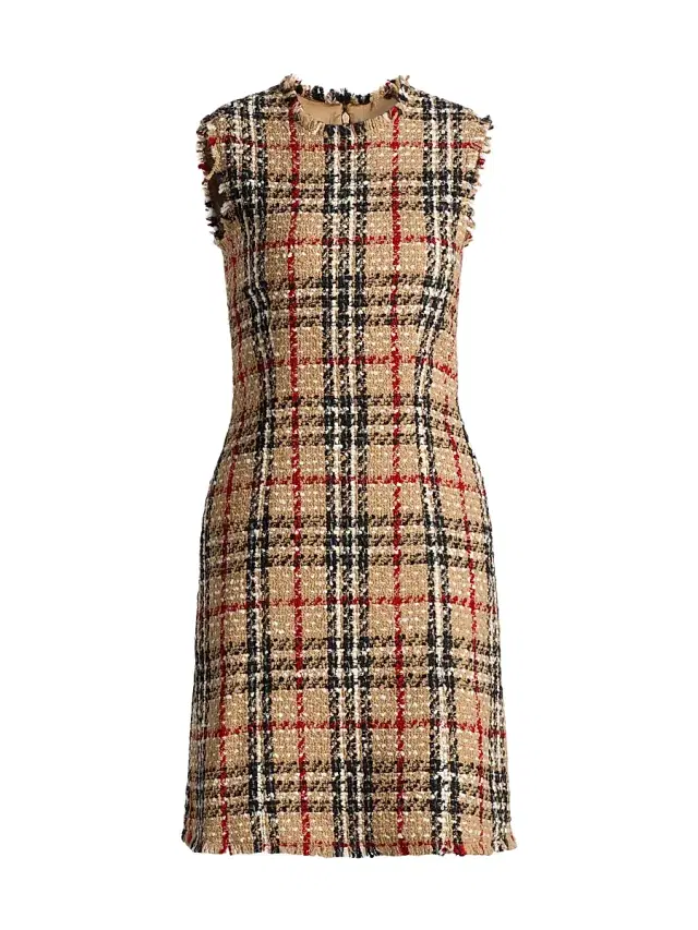 Women's Abigail Check Wool-Blend Sleeveless Minidress - Sand Ip Check Women's Abigail Check Wool-Blend Sleeveless Minidress - Sand Ip Check