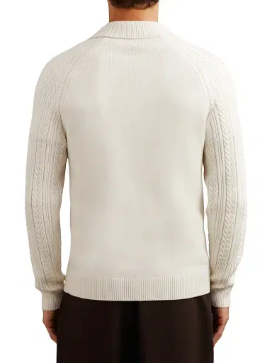 Reiss Men's Evesham Cable-Knit Sweater - Winter White - Size XXL | Thumbnail 3 Reiss Men's Evesham Cable-Knit Sweater - Winter White - Size XXL | Thumbnail 3